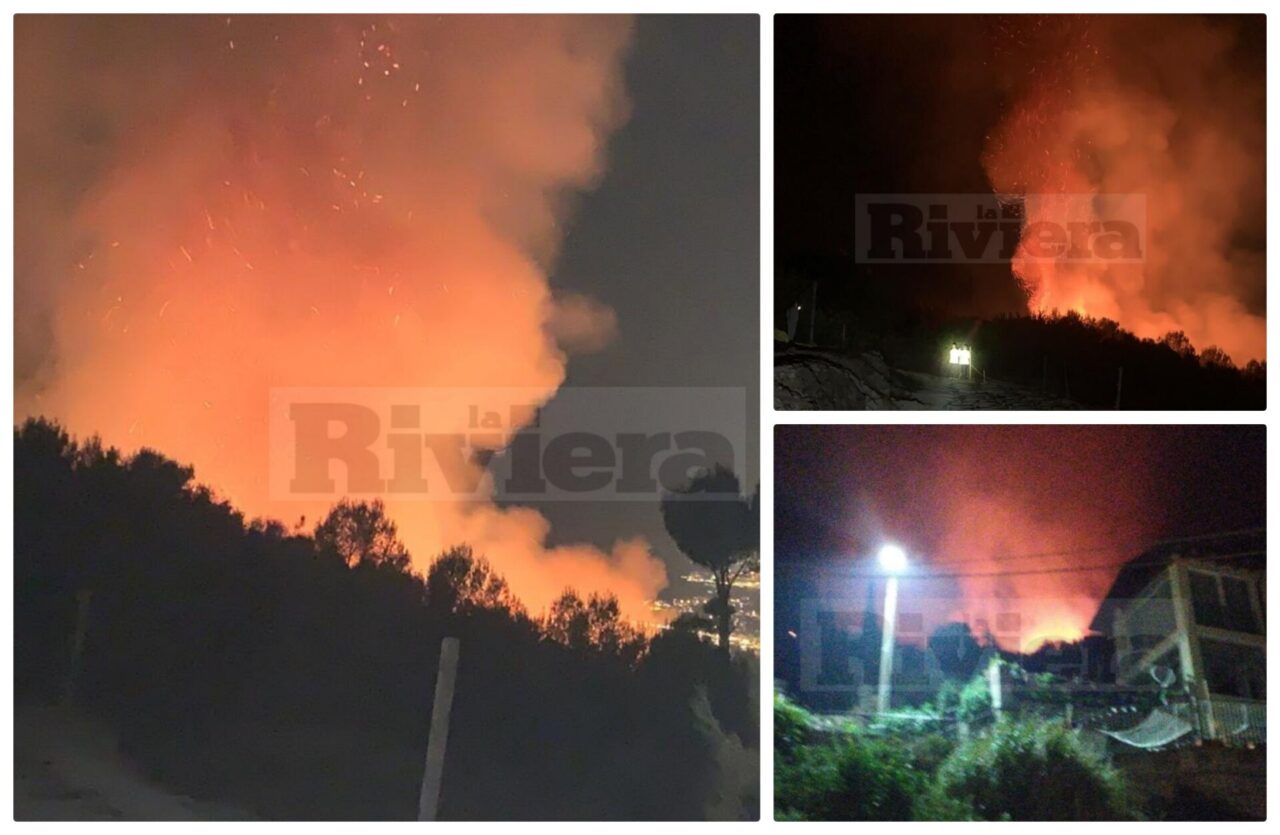 Inferno di fuoco a Grimaldi-Mortola: allontanate alcune famiglie nella notte, in arrivo canadair