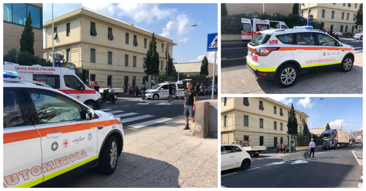 Scontro scooter e autocarro a Imperia, almeno un ferito