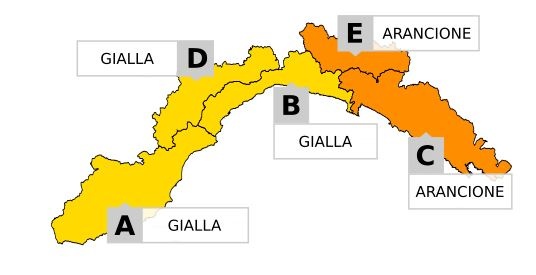 Allerta gialla sul Ponente Ligure