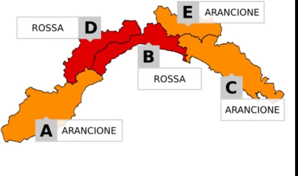 Maltempo allerta arancione in tutta la liguria, rossa nel genovese