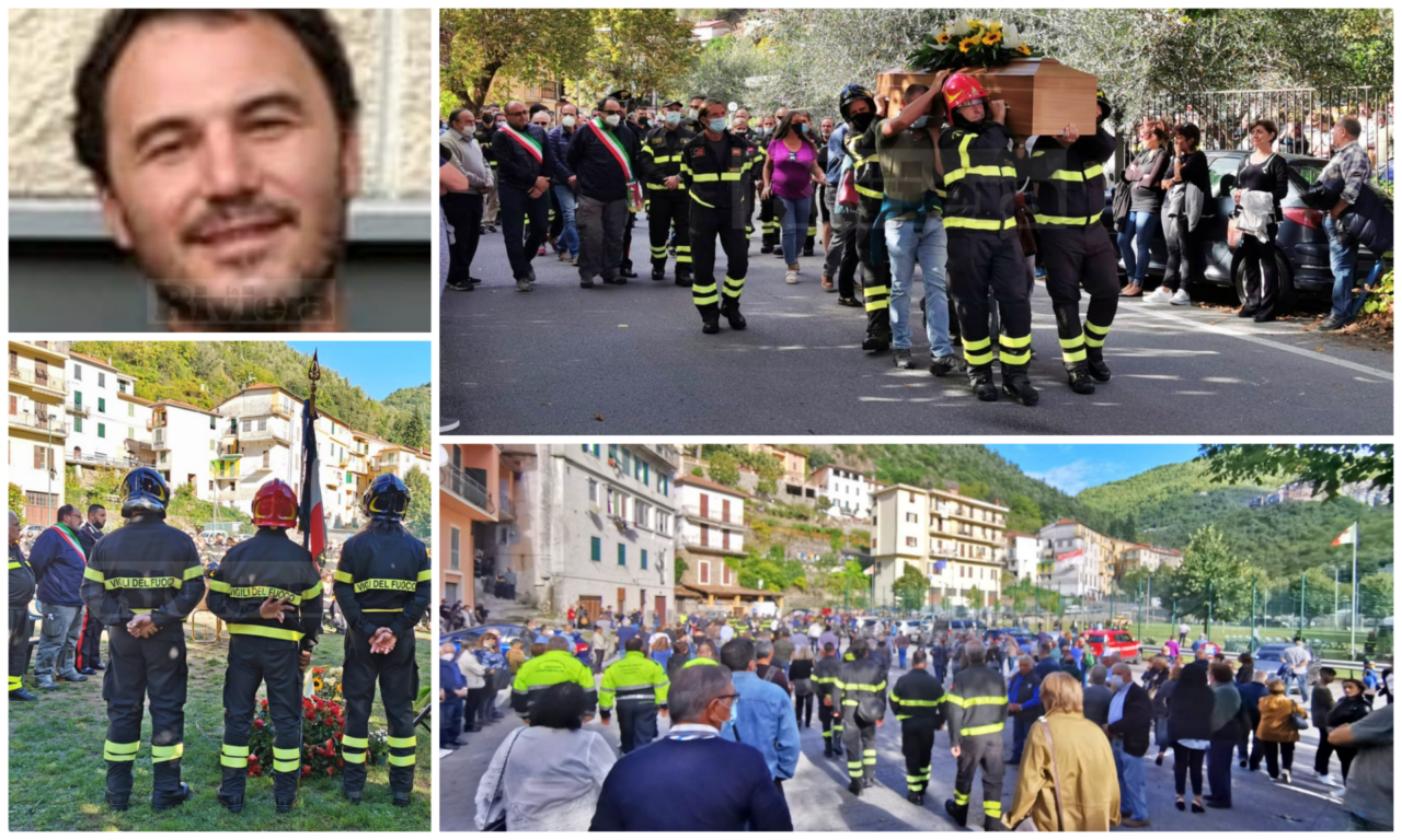 In centinaia a Pigna per l’ultimo saluto al vigile del fuoco Andrea Pastor