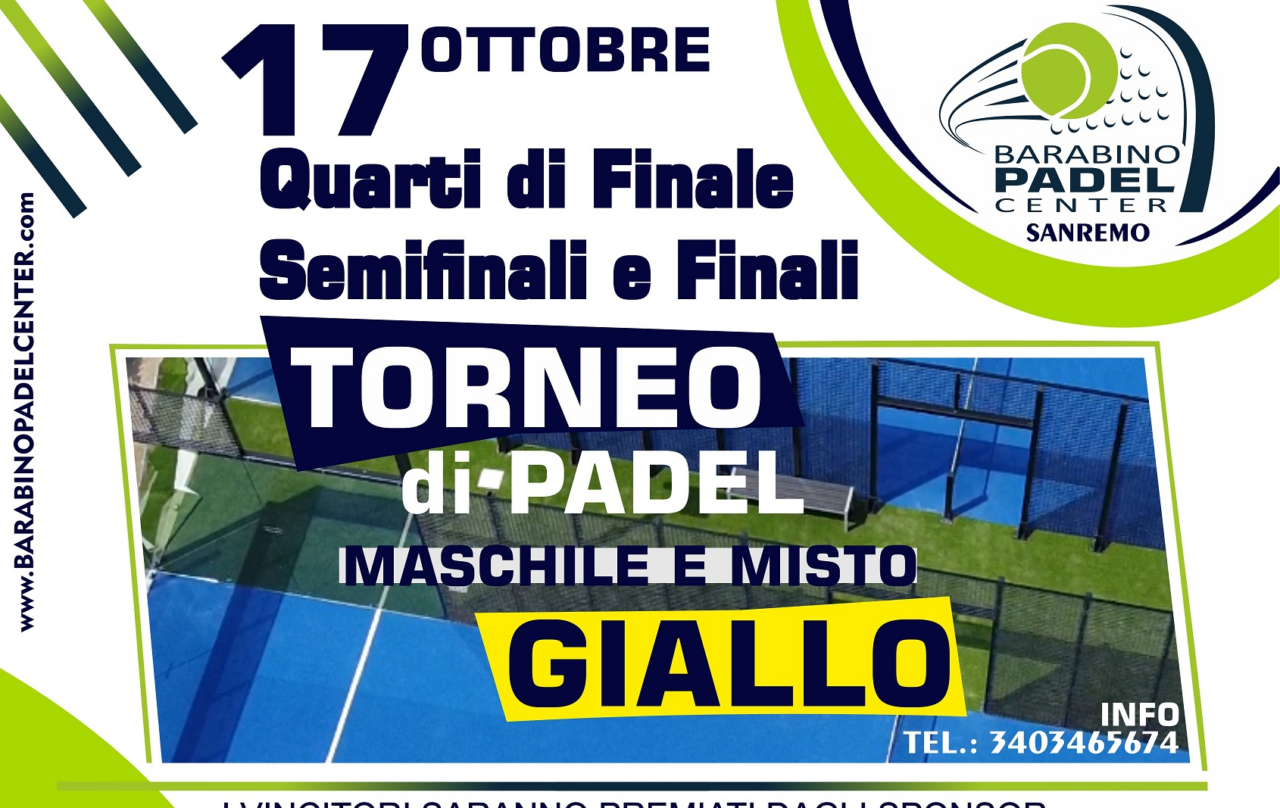 Domenica le finali del primo Torneo di Padel Giallo