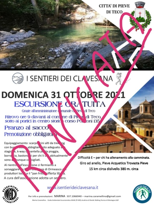 Camminata nei sentieri dei Clavesana: rinviata per maltempo