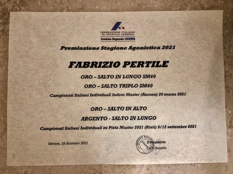 Fabrizio Pertile atletica leggera Ventimiglia