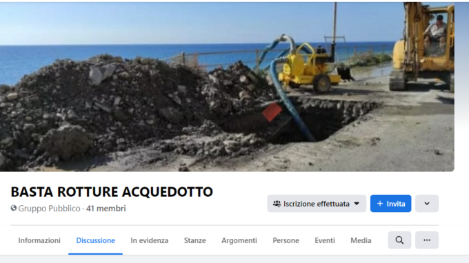 Rotture acquedotto, nasce il gruppo facebook