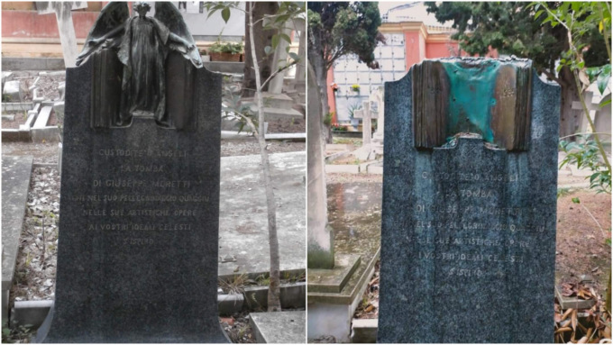 Rubata dal cimitero una scultura di Giuseppe Moretti