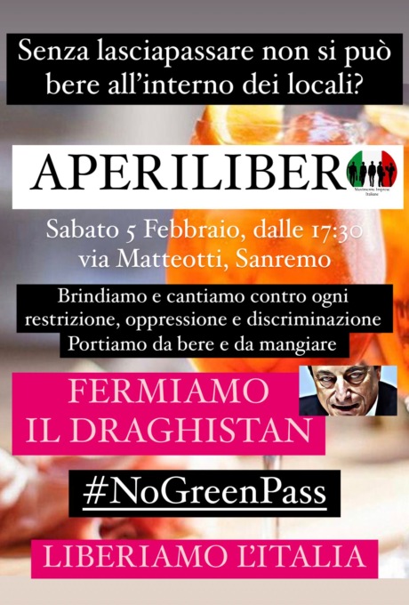 In via Matteotti a Sanremo, domani: un “Aperilibero” contro il Green pass