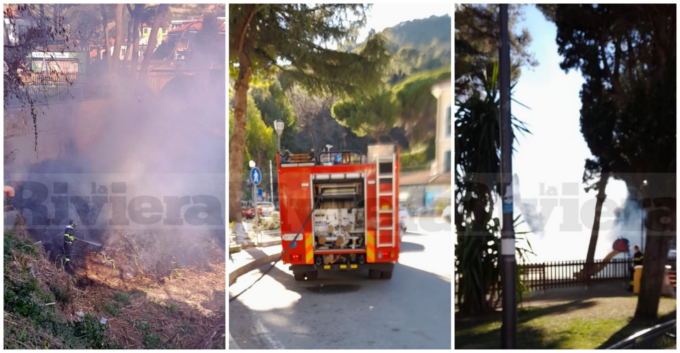 Ventimiglia: incendio sotto il parco giochi di Latte, nella zona dei migranti. Video