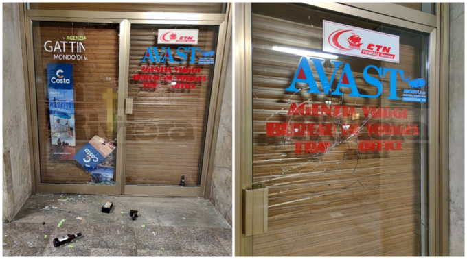 Distrutte a bottigliate le vetrine dell’agenzia di viaggi Avast a Ventimiglia