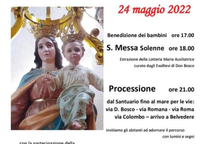 A Vallecrosia tornano la processione di Maria Ausiliatrice e i fuochi di artificio
