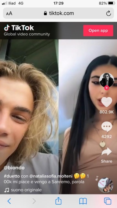 La sanremese Natalia Sofia fa la proposta al cantante Biondo e lui la incontra