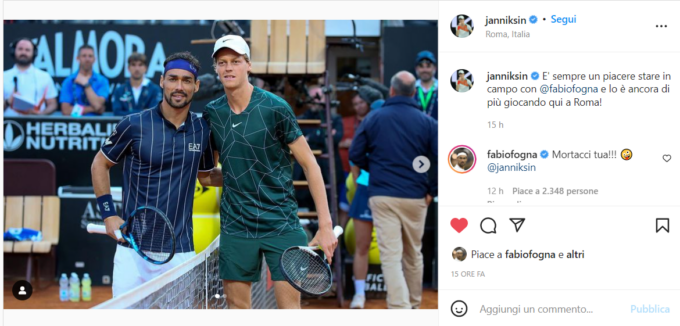 La gag social Sinner-Fognini: “Sempre un piacere stare in campo con te”. “Mortacci tua”