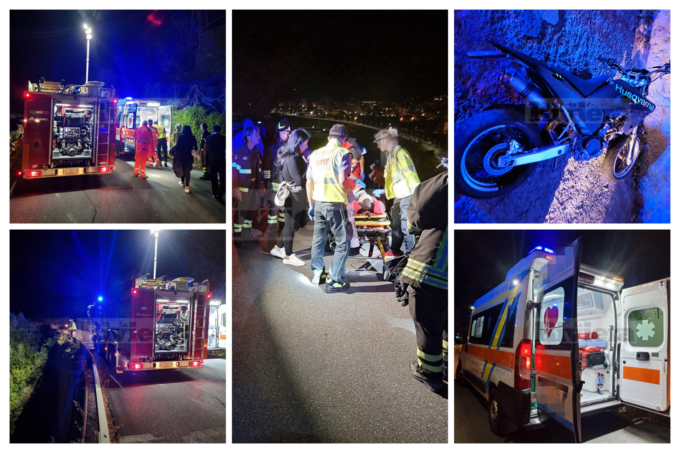 Contro il guard rail con la moto: 21enne precipita nella scarpata. Foto e video