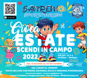 Dal 13 giugno parte il Summer Camp del Sanremo Rugby