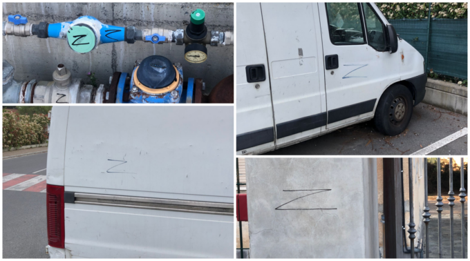 Vandali tappezzano con la lettera Z le scuole di Caramagna e il parcheggio a Imperia