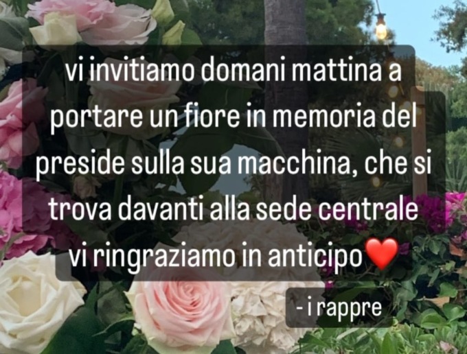 Portate un fiore in memoria del nostro preside