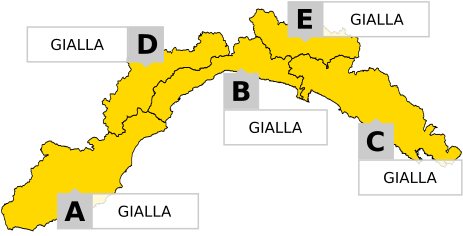 Allerta gialla per temporali in tutta la Liguria