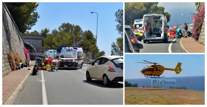 Schianto con un’auto a Ventimiglia: grave motociclista, in elicottero al Santa Corona