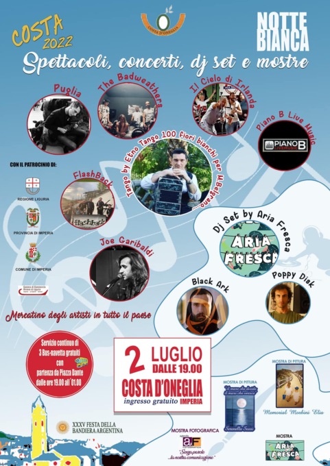Notte bianca a Costa d’Oneglia questo sabato