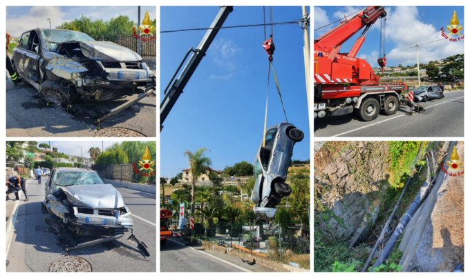 Auto finisce nel fossato in via Padre Semeria a Sanremo
