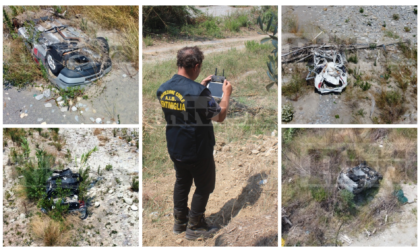 Polizia locale e protezione civile scoprono col drone un cimitero di auto nel Roya