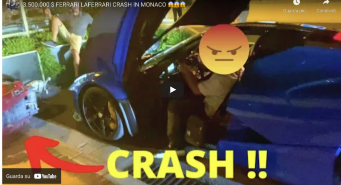 La Ferrari da 3,5 milioni si schianta contro due scooter a Montecarlo. VIDEO