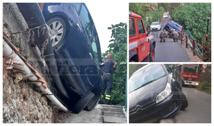 Auto finisce fuoristrada a Ventimiglia e rischia di precipitare