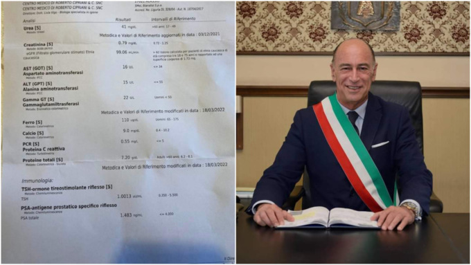“Non sono malato” sindaco pubblica esami del sangue