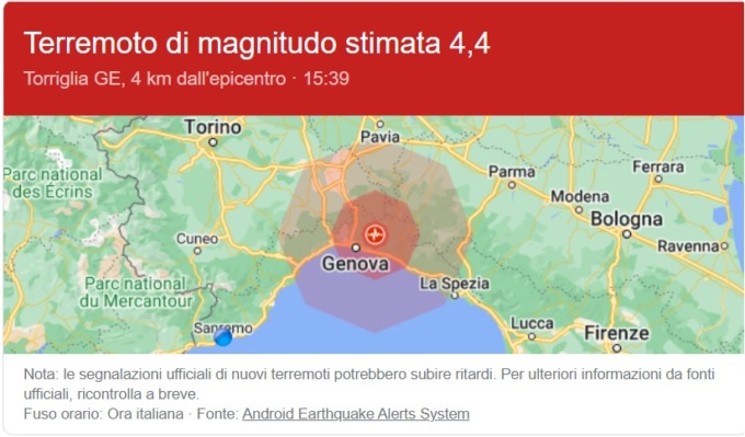 Forte terremoto a Genova