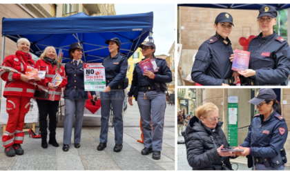 Contro la violenza sulle donne uno stand della polizia di stato a Sanremo