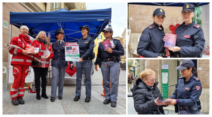 Contro la violenza sulle donne uno stand della polizia di stato a Sanremo