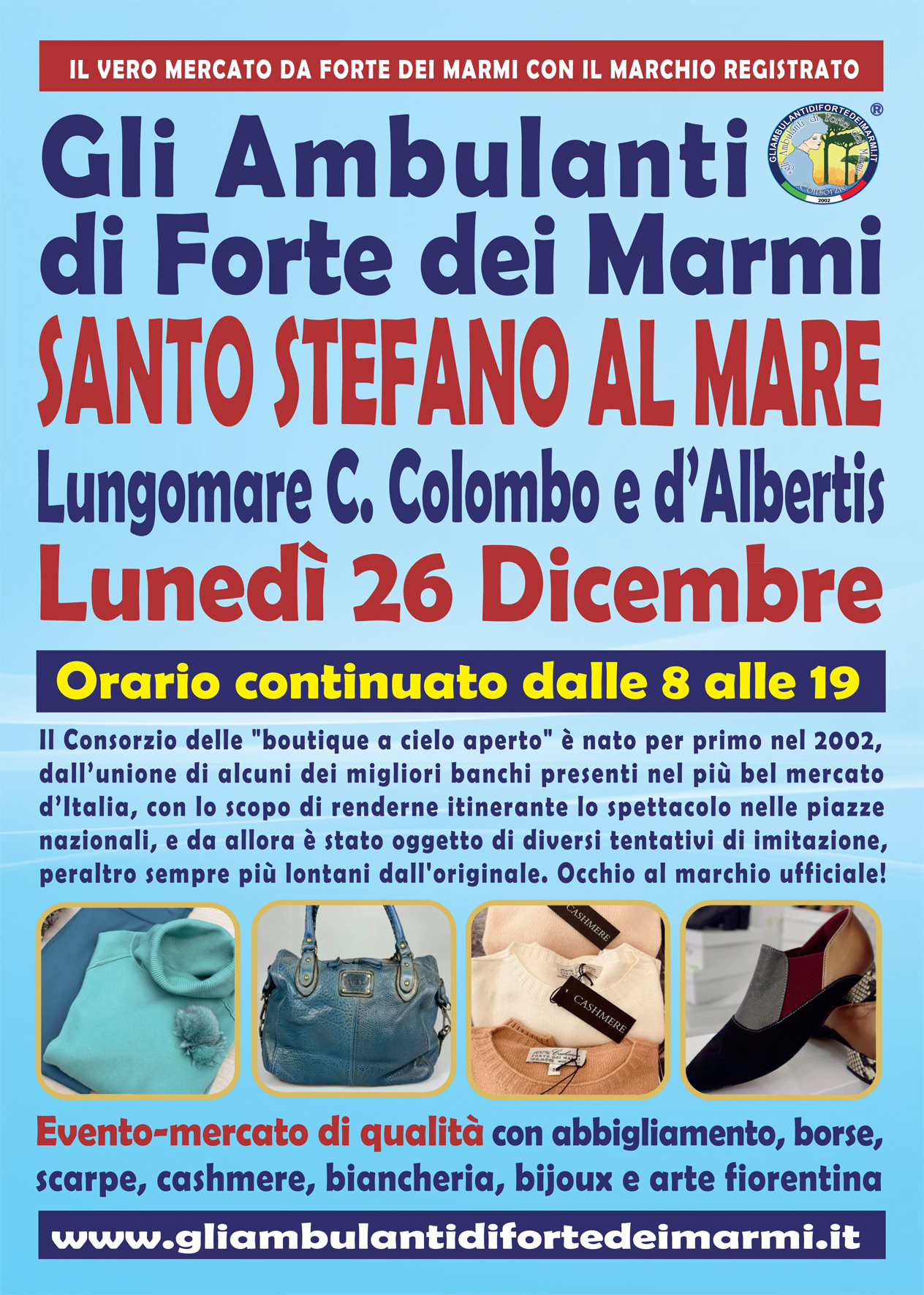"Gli Ambulanti di Forte dei Marmi®” a SANTO STEFANO AL MARE lunedì 26
