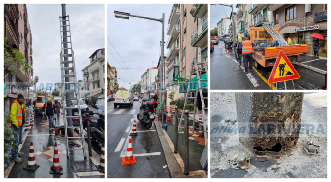 Palo della luce rischia di crollare a Sanremo, ma il motivo ha dell’incredibile