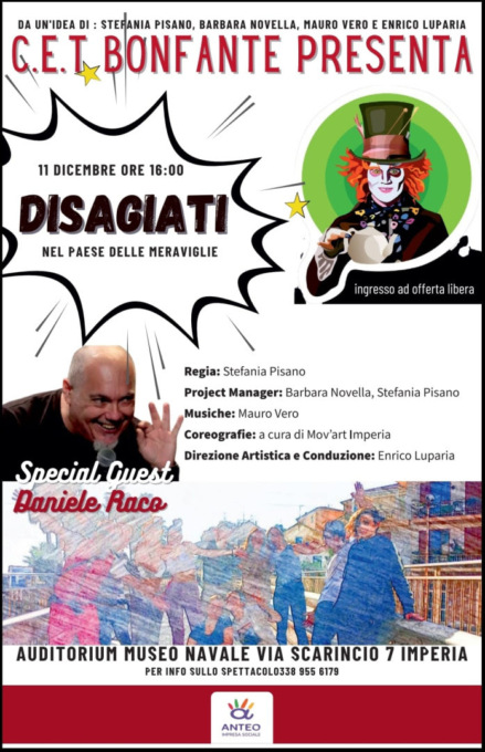 “Disagiati nel Paese delle Meraviglie”: domani in scena a Imperia