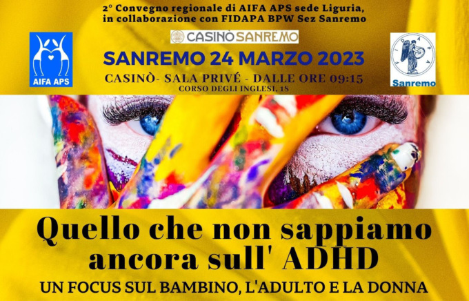 “Quello che non sappiamo ancora sull’Adhd”: un convegno regionale al Casinò di Sanremo