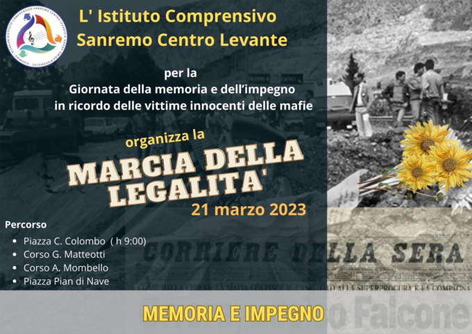 Gli studenti dell’IC Sanremo Centro Levante in marcia per la legalità