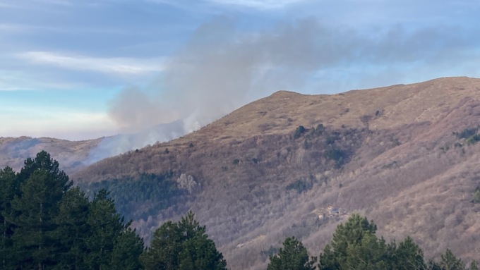 Incendio boschivo a Carpasio, poco distante dalle case