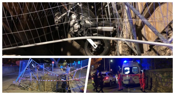 Cade con la moto nella buca di un cantiere. Grave un ragazzo