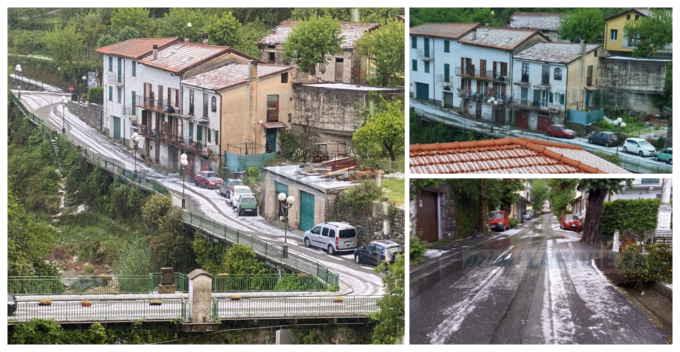 Una grandinata ricopre di bianco l’alta val Nervia