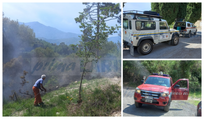 Incendio brucia circa 5mila metri di vegetazione a Ciaixe di Camporosso