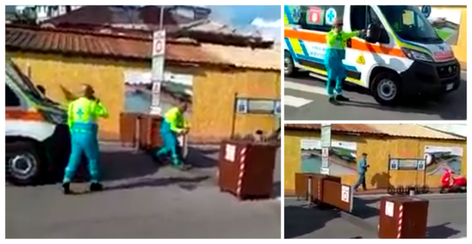 L’ambulanza è in codice rosso: ma la sbarra della Ztl non si apre, volontario la forza. Video