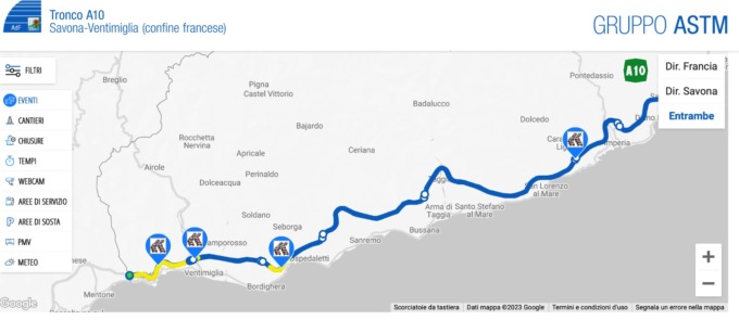 Traffico: 6 chilometri di coda tra il Confine di Stato e la Barriera di Ventimiglia