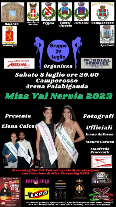 Sabato si elegge Miss Val Nervia