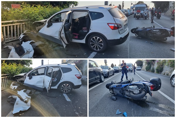Terribile schianto auto-moto a Capo Nero di Sanremo