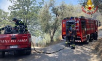 Incendio di sterpaglie a Vallecrosia sotto il ponte dell'Autostrada