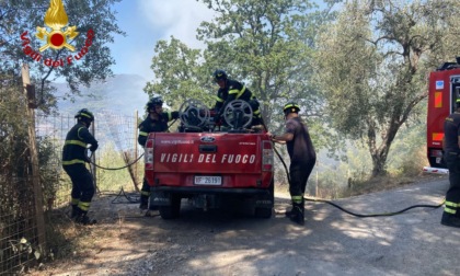 Piccolo incendio boschivo a Diano Marina, vigili del fuoco sul posto