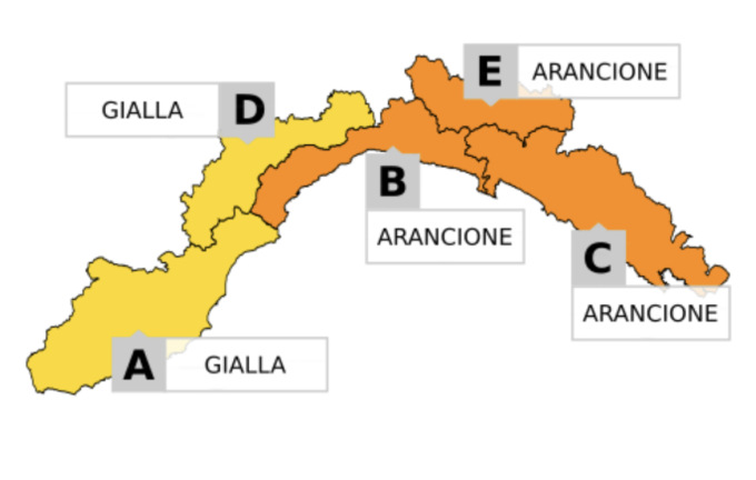 Allerta gialla a partire dalle ore 21