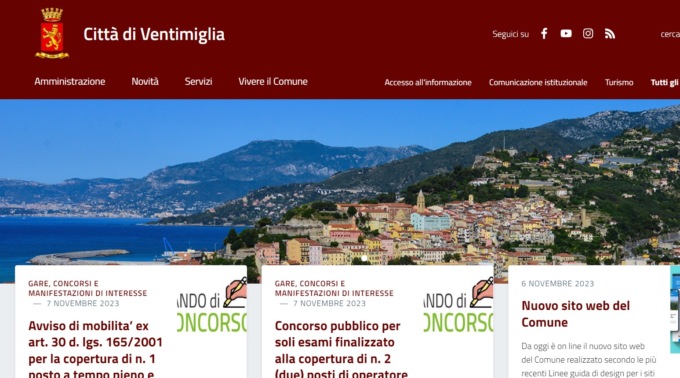 Online il nuovo sito web del Comune di Ventimiglia