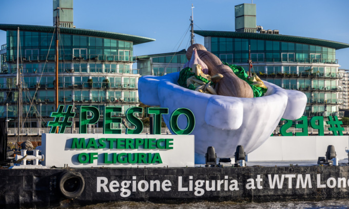 Il mortaio gigante del pesto ligure dopo Londra sarà anche al Festival di Sanremo