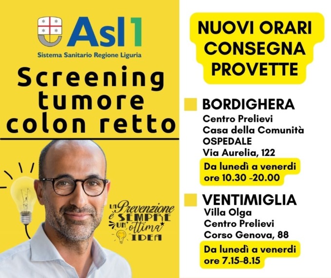 Nuovi orari di raccolta per lo screening del tumore del colon retto